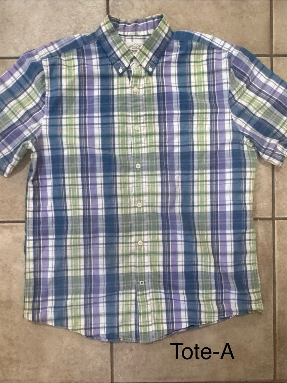 St. John's Bay Multi-Color Plaid Short Sleeve Shirt - Blue, Green, Purple
